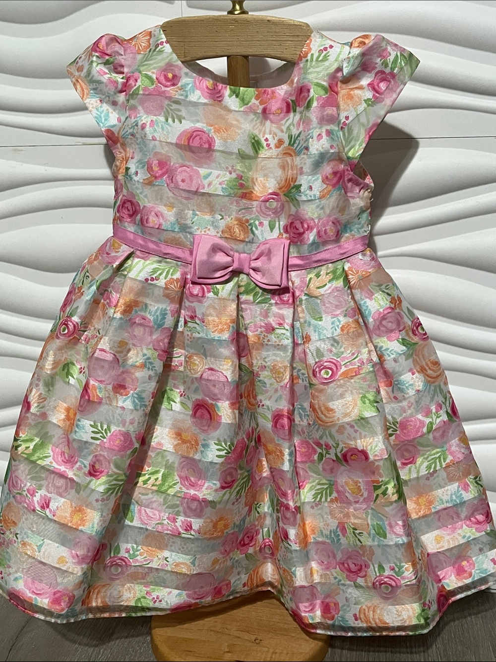 Jona Michelle Pink Floral Bow Party Dress
